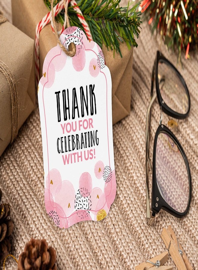 Inkdotpot بطاقات شكر لحفل استقبال المولود من إنكدوتبوت - بطاقات هدايا ورقية معلقة، تصميم وردي، مجموعة حفلات استقبال المولود - عبوة من 50 بطاقة - Image 5